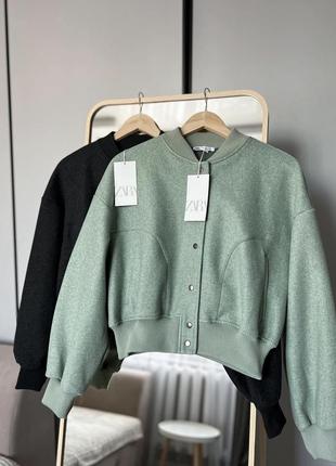 Трендовый бомбер куртка света мята zara