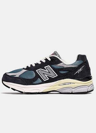 Кроссовки замш/текстиль new balance 990te3 blue