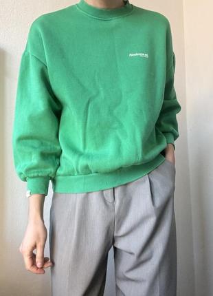 Хлопковый свитшот флис зеленый свитшот хлопок толстовка свитшот оверсайз худи на флисе