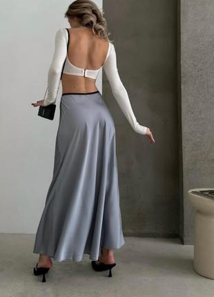 Шелковая длинная струящаяся юбка 💥+большие размеры юбка шелк5 фото