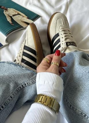 Шикарные женские кроссовки adidas spezial beige black бежевые6 фото