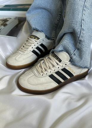 Шикарные женские кроссовки adidas spezial beige black бежевые7 фото