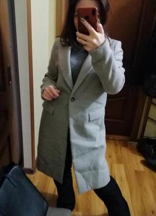 Базовое женское серое пальто меди7 фото