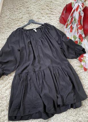 Базовое черное ярусное  платье оверсайз/свободный крой,h&m,p.12-143 фото