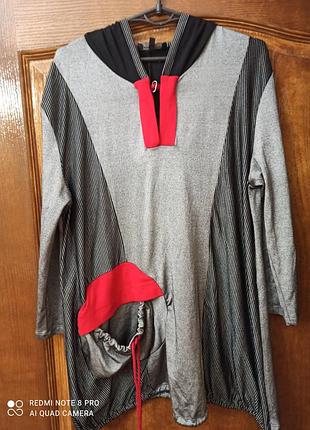 Alain murati оригінальна туніка з капюшоном р. 46-52, оверсайз, пог 54см.