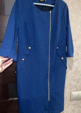 Платье синее оригинальное на молнии платье сарафан