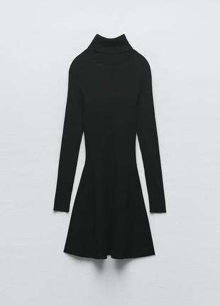 Черное трикотажное вечернее повседневное платье из вискозы zara юбка кофтинка в рубчик5 фото