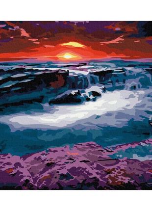 Картина за номерами "захід сонця біля водоспаду" bs23748, 40х50см від imdi