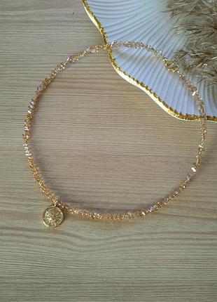 Чокер хрустальный с перламутровой подвеской