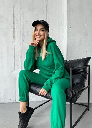 Спортивний костюм жіночий якісна трьохнитка не кашлатиться oversize худі джоггери family look