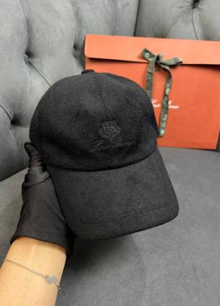 Кепка loro piana темно синяя бейсболка кашемірова