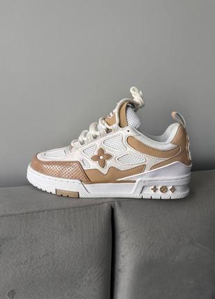 Женские кроссовки lv skate sneaker beige white