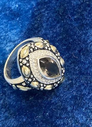 Кольцо перстень серебро с позолотой и чернением винтаж4 фото
