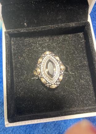 Кольцо перстень серебро с позолотой и чернением винтаж3 фото