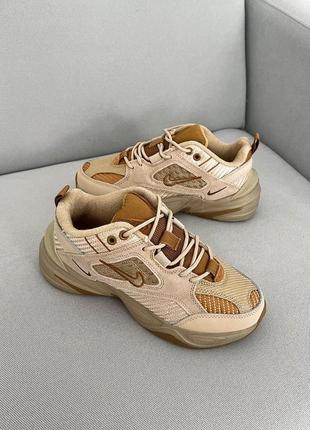 Стильні жіночі кросівки nike m2k tekno linen & wheat & ale brown коричневі1 фото