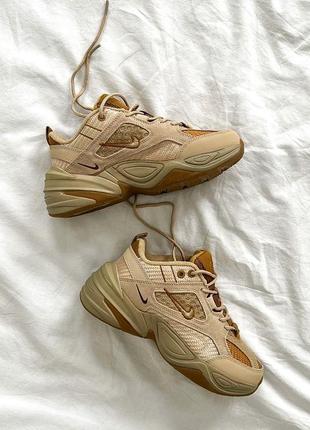 Стильні жіночі кросівки nike m2k tekno linen & wheat & ale brown коричневі4 фото