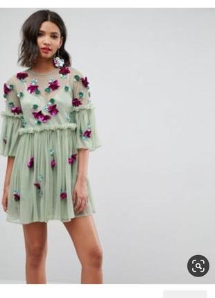 Праздничное платье asos сетка им большие цветы 🌹2 фото