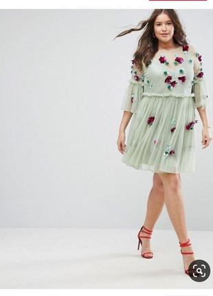 Святкове плаття asos сітка їм великі квіти 🌹3 фото