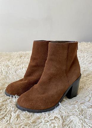 Ковбойские замшевые сапожки ботинки 37 гг коричневые