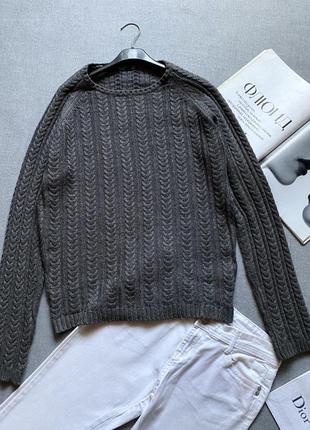 Серый свитер zara с косами, унисекс,2 фото