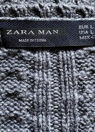 Серый свитер zara с косами, унисекс,6 фото