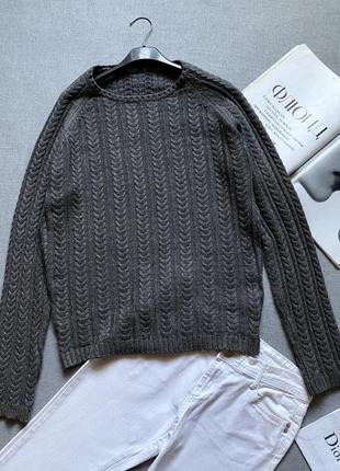 Серый свитер zara с косами, унисекс,3 фото