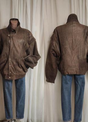 Стильная винтажная оверсайз куртка жилетка из натуральной кожи2 фото