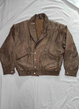 Стильна вінтажна оверсайз куртка жилетка із натуральної шкіри3 фото