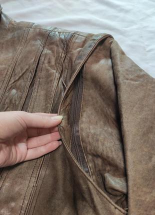 Стильная винтажная оверсайз куртка жилетка из натуральной кожи6 фото