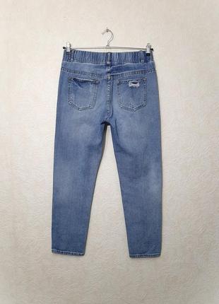Италия джеггинсы джинсы на резинке высокая посадка сине/голубые с дырами котоновые деми/лето женские5 фото