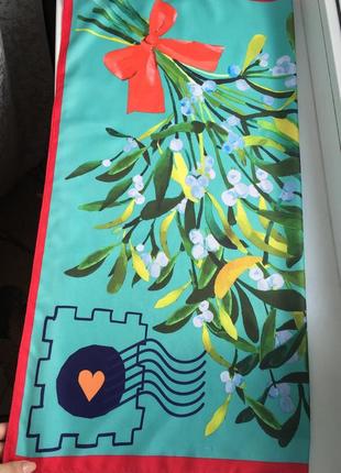 Красивый яркий платок, шарф lush mistletoe как шелк, с принтом2 фото