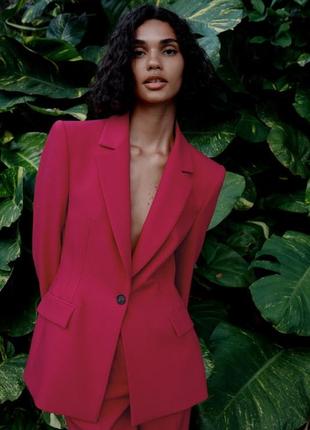 Блейзер приталений з акцентованими строчками зара zara жакет пиджак2 фото