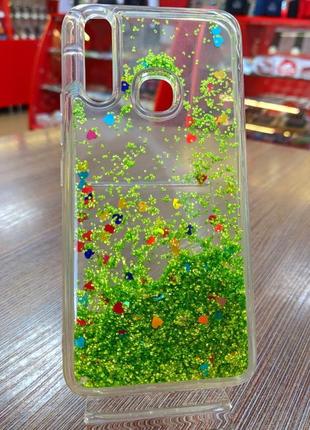Чехол-накладка прозрачный с блестками и жидкостью внутри на телефон vivo y17