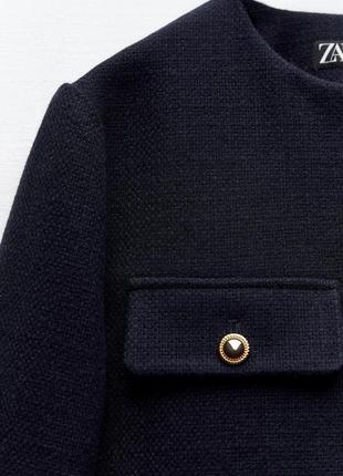 Укорочена куртка блейзер із клапанами зара zara жакет пиджак5 фото