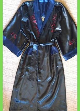 Шикарный атласный халат унисекс кимоно пеньюар двусторонний р. xs, s, м, l6 фото