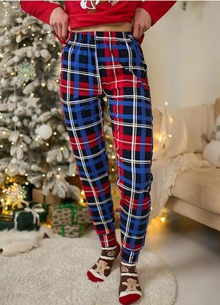 Жіноча піжама штани в клітинку та кофта новорічна 149218 фото