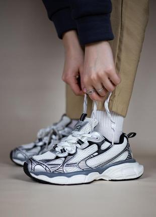 Женские кроссовки balenciaga 3xl white silver/black массивные кроссовки толстая подошва на весну баленсиаг