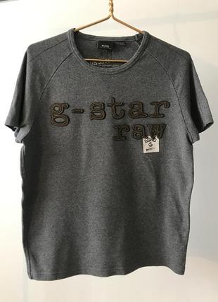 Крута футболка g-star raw сірого кольору, розмір m