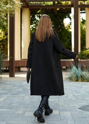 Женское стильное базовое пальто черное оверсайз кашемировое демисезонное весеннее осень весна на подкладке oversized наложка после платья4 фото