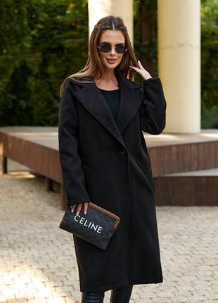 Женское стильное базовое пальто черное оверсайз кашемировое демисезонное весеннее осень весна на подкладке oversized наложка после платья7 фото
