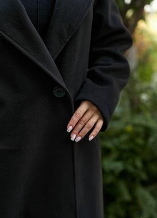 Женское стильное базовое пальто черное оверсайз кашемировое демисезонное весеннее осень весна на подкладке oversized наложка после платья3 фото