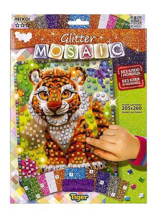 Креативна творчість "glitter mosaic tiger" бм-03-03 блискуча мозаїка від imdi