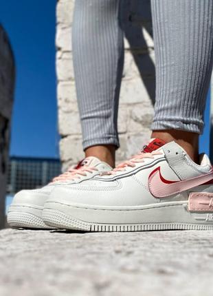 Жіночі кросівки nike air force 1 shadow молочні світло рожеві білі кеди найк на кожен день2 фото