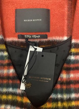 Пальто шерстяное демисезонное накидка кардиган  плед красное на весну maison scotch7 фото