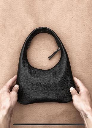 Черная кожаная сумка мягкая сумка на плечо сумка шопер