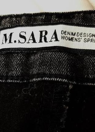 M. sara утеплённые джинсы деним котоновые чёрные высокая посадка, слимы зауженные зима/деми женские9 фото