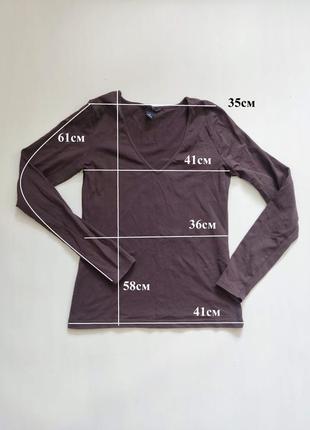 Коричнева кофта кофтинка блузка базова з довгим рукавам v комірцем футболка база1 фото