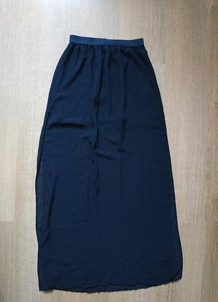 Черная длинная юбка h&m с прозрачным шифоном