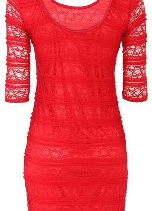 Червоне коротке сексуальне плаття коротка сукня червона oodji кружевна4 фото