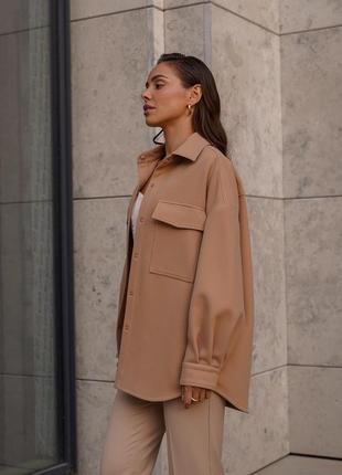 Рубашка теплая жакет куртка бомбер из шерсти коричневая бежевая marsego zara massimo dutti amanda украинский бренд